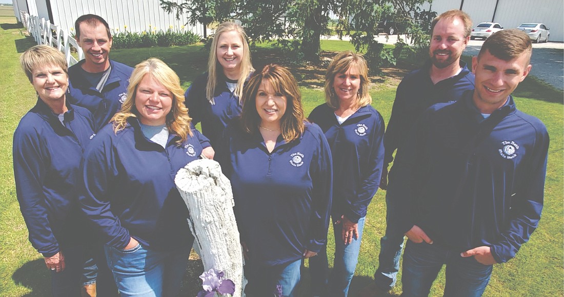 Pictured is the BSB Ag Department (left to right): Barb Bruns (admin. asst.), Brandon Ertel (asst. VP/ag loan officer), Krissy Myers (VP/ag loan dept. operations manager), Molly Belmonte (credit analyst). Maria Chesnut (admin. asst.), Annette Meier (admin. asst.), Alex Nocton (VP/ag loan officer), Keaton Mueller (ag loan officer.) Not pictured: Greg Selking (asst. VP/ag loan officer.)