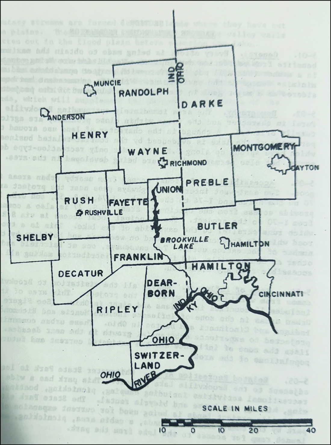 The above graphic shows what was considered the Brookville Lake Zone of Influence.