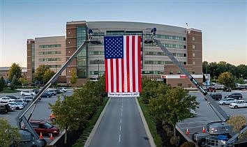 Flag flies on main Reid Health campus in remembrance of 9/11